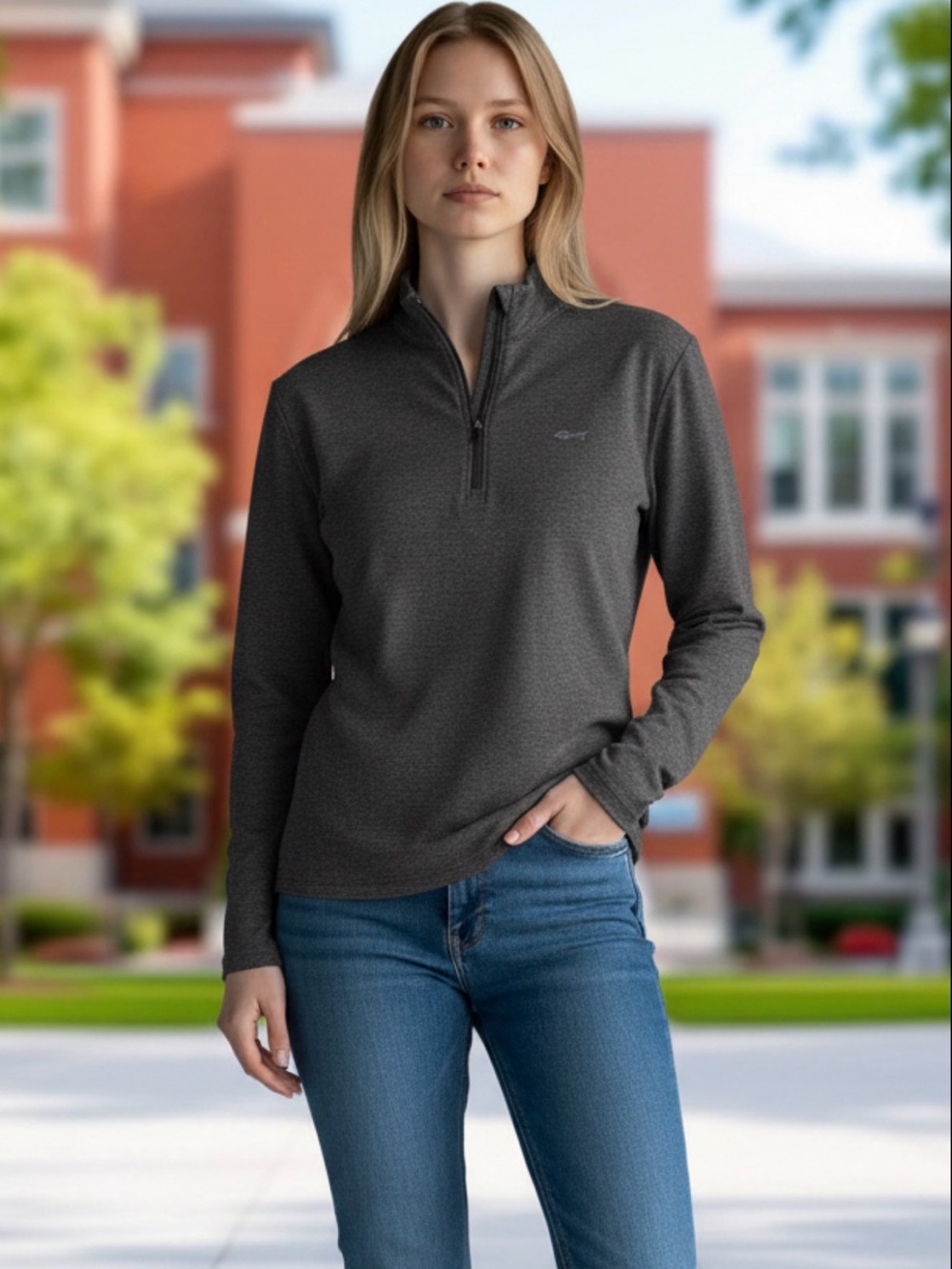 Louis Castell Charcoal Quarter-Zip Pullover size 100
